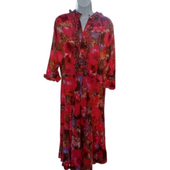Multi Color Floral Print Dress Fits Size Medium - Picture 1 of 5